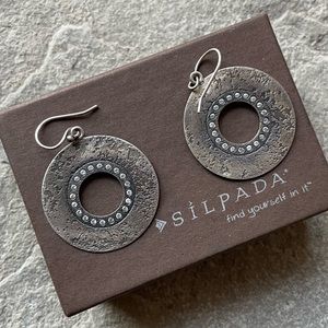 SILPADA W1871 Oxidized Round Textured Sterling Silver Earrings